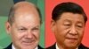(COMBO) Kanselir Jerman Olaf Scholz di Berlin, 16 September 2022 (kiri) dan Presiden China Xi Jinping di Beijing, 23 Oktober 2022. Kanselir Jerman Olaf Scholz melakukan perjalanan berisiko tinggi ke China pada Jumat, 4 November 2022. (JENS SCHLUETER dan Noel CELIS / AFP)