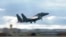 Jet tempur F15K Angkatan Udara Korea Selatan lepas landas pada 4 Oktober 2022, di lokasi yang dirahasiakan di Korea Selatan. (Foto: via AP)