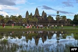 Tourists visit the Angkor Wat temple in Siem Reap province, Cambodia, Nov. 16, 2023.