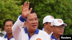 Cambodia’s Prime Minister Hun Sen attends an election campaign for the upcoming national election in Phnom Penh, Cambodia, July 1, 2023. (Reuters)