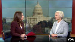 Novinarka gruzijskog servisa Glasa Amerike Ekaterina Maghaldadze sa predsednicom parlamenta Letonije Daigom Mierinjom