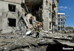A view of the site of a Russian air strike in Kharkiv, Ukraine, June 22, 2024.