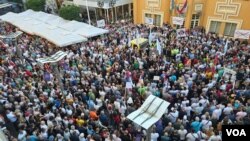 Protest u Loznici Saveza ekoloških organizacija Srbije protiv kompanije Rio Tinta i iskopavanja litijuma u Srbiji (foto: FoNet)