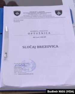 Optužnica u slučaju "Brezovica". (Foto: VOA)