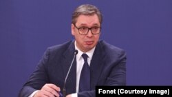 Predsednik Srbije Aleksandar Vučić na konferenciji za novinare, arhiva