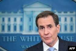 존 커비 미국 백악관 국가안보회의(NSC) 전략소통조정관이 정례브리핑을 하고 있다. (자료사진)