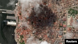 Foto ilustrasi yang menunjukkan sebuah gambar satelit yang memperlihatkan kapal milik Rusia berada di pusat Kota Havana, Kuba, pada 13 Juni 2024. (Foto: Maxar Technologies/Handout via Reuters)