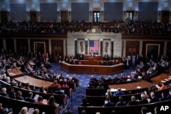 日本首相岸田文雄在美国会参众两院联席会议发表演讲。（2024年4月11日）