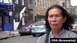 Yeyen Canwati yang menyaksikan perselisihan antara korban dan pelaku sebelum penikaman terjadi. (Foto: tangkapan layar/VOA)