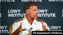 존 아퀼리노 미국 인도태평양사령관이 9일 호주 싱크탱크 ‘로위연구소’가 주최한 대담에서 사회자의 질문에 답변하고 있다. 사진 = 미 인도태평양사령부.