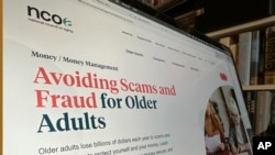 FILE - A page with information for older adults on how to avoid being scammed is displayed on the National Council on Aging website in this photo taken Nov. 9, 2023, in New York.
