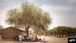 Une campagne de vaccination opérée par les autorités sanitaires soutenues par l'ONG française Première Urgence Internationale (PUI) dans le village d'Agang, à l'est du Tchad, à la frontière avec le Soudan occidental, le 25 mars 2019. (Photo Amaury HAUCHARD / AFP)