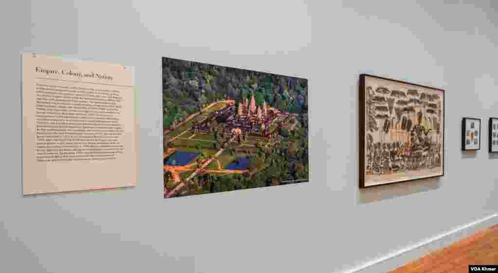 ស្នាដៃសិល្បៈខ្មែរនេះត្រូវបានដាក់តាំងពិព័រណ៍នៅក្នុងវិចិត្រសាលនៃសាកលវិទ្យាល័យ Michigan ក្នុងក្រុង Ann Arbor ថ្ងៃទី ៥ ខែមេសា ឆ្នាំ២០២៤។ (នីណា យ៉េង/វីអូអេ) 