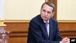 FILE - Kepala Badan Intelijen Luar Negeri Rusia Sergei Naryshkin di Moskow, Rusia, 19 Februari 2024 (Alexander Astafyev, Sputnik, Foto Government Pool via AP)