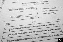 The verdict sheet in the trial of former President Donald Trump is pictured May 30, 2024, after a jury convicted Trump of felony crimes for falsifying business records in a scheme to illegally influence the 2016 election.