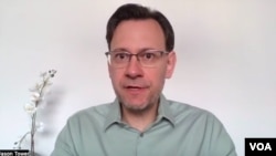 FILE - Jason Tower, the U.S. Institute of Peace country director for Myanmar, speaks via Zoom with VOA on March 4, 2024.