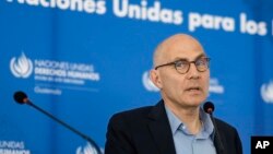 FILE - UN High Commissioner for Human Rights Volker Türk speaks during a news conference on his last day of an official visit to Guatemala City, July 19, 2024. His office said Friday it has verified 38 people were executed in July in Iran.