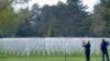 Tourists visit the Normandy American Cemetery in Colleville-sur-Mer, Normandy, France. Roughly 73,000 Allied forces died during the nearly three-month Battle of Normandy in 1944. (Lisa Bryant/VOA)