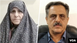 Political prisoners Fatemeh Sepehri and Mohammad Hossein Sepehri are seen in undated images.