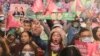 Supporters of Taiwan Vice President and Democratic Progressive Party presidential candidate William Lai cheer during an election campaign in New Taipei City, Taiwan, Jan. 6, 2024. 