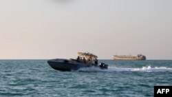 FILE - Yemeni coastguards loyal to the internationally-recognized government patrol in the Red Sea off the government-held town of Mokha in the western Taiz province, close to the strategic Bab al-Mandab Strait, April 15, 2024. 