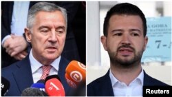 Kandidat Demokratske partije socijalista (DPS) i aktuelni predsjednik Crne Gore Milo Đukanović i kandidat i jedan od lidera Evrope sad Jakov Milatović. (Foto: Reuters, Stevo Vasiljević)