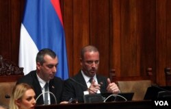 Predsednik Skupštine Srbije Vladimir Orlić često je ulazio u verbalne duele sa poslanicima opozicije koji su pokušavali da blokiraju rad parlamenta (Foto: Fonet)