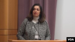 국무부 우즈라 제야 민간 안보·민주주의·인권 담당 차관이 개회사를 하고 있다.