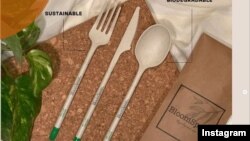 Sendok garpu dari jerami gandum yang dapat ditanam setelah selesai digunakan, produksi BloomSpoon. (IG:thebloomspoon)