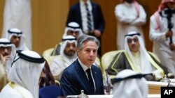 រដ្ឋមន្ត្រី​ការបរទេស​សហរដ្ឋ​អាមេរិក​លោក Antony Blinken ចូល​រួម​កិច្ច​ប្រជុំ​មន្ត្រី​ជាមួយ​សមភាគីគឺប្រទេស​អារ៉ាប៊ីសាអូឌីតកាលពីថ្ងៃទី​២៩ មេសា ឆ្នាំ២០២៤។