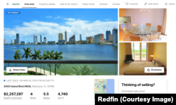 Stan kojeg je nekada posjedovao Abramov u zgradi "2600 Island Blvd – Residence du Cap" oglašava se na vebsajtu za iznajmljivanje i prodaju nekretnina Redfin.com.