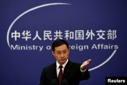 Juru bicara Kementerian Luar Negeri china Lin Jian dalam konferensi pers di Beijing, China, 20 Maret 2024. (Tingshu Wang/REUTERS)