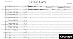 Notasi "Entikan Gumi" karya Zhihao Wang (Document courtessy of Zhihao Wang)