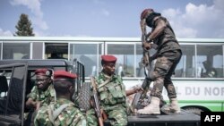 Basoda ba Burundi bakomi na libanda lya mpepo ya Goma, Nord-Kivu, 5 sanza ya misato 2023.