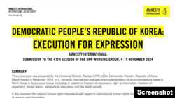 국제 엠네스티가 북한에 대한 유엔 인권이사회의 4차 보편적 정례인권검토(UPR)와 관련해 제출한 보고서