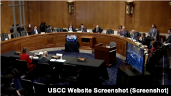美中经济与安全审查委员会(USCC)周四(3月23日)举行年度报告周期的第三次听证会，主题是关于“中国的全球影响力和干涉活动” (USCC网络截图)