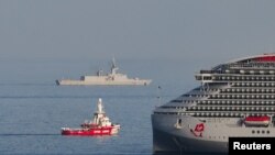 The Open Arms, a rescue vessel owned by a Spanish NGO, sails with humanitarian aid for Gaza from Larnaca, Cyprus, March 30, 2024.