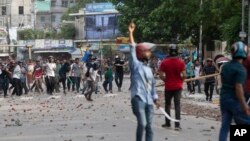 Students clash over quota system at Jahangir Nagar University at Savar outside Dhaka, Bangladesh, July 15, 2024.