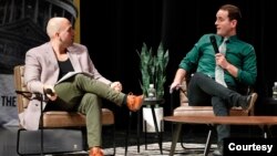 Nic Garcia, left, participates in a panel discussion at Texas Tech University in November of 2022. (Mark Rogers/Texas Tribune)