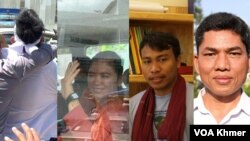 រូបផ្គុំសកម្មជន​ដែលត្រូវបាន​ចាប់ខ្លួនលោកលី ចាន់ដារ៉ា​វុត (ឆ្វេង) កញ្ញា ឈ៊ឹម ស៊ីថរ(ឆ្វេងទីពីរ) លោក កើត​​ សារ៉ាយ​ និង​លោក​ នី ណាក់(ស្តាំ)