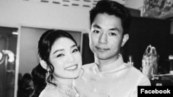 រូបថតឯកសារ៖ ជនរងគ្រោះដែល​ត្រូវបាន​គេ​បាញ់សម្លាប់ លោក ឡុង លីសុង​និងគូដណ្តឹង កញ្ញា ឃីន កញ្ចណា។ (Facebook)