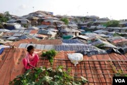 Seorang gadis Rohingya mengumpulkan sayuran di kamp pengungsi Rohingya Balukhali di Cox’s Bazar, Bangladesh, pada 28 Agustus 2023. (Foto: VOA)