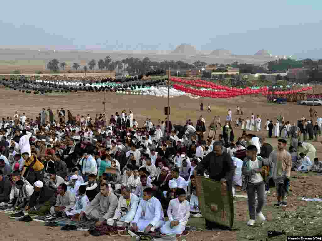 &ldquo;During our happy times, we must remember our brothers and sisters who are going through terrible times,&rdquo; says Mohamed, one of worshippers attending Eid&nbsp;prayers against the backdrop of the Dahshur pyramids, Abusir,&nbsp;Egypt, April&nbsp;10, 2024.
