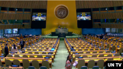 6일 러시아의 안보리 결의안 거부권 행사를 논의하기 위한 유엔총회 공개토의가 열리고 있다.