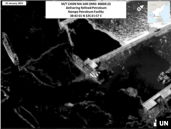 지난 1월 '천마산(CHON MA SAN)' 호가 남포항에 정박해있다. 유엔 대북제재위원회 전문가패널이 27일 공개한 중간보고서에 포함된 위성사진이다.