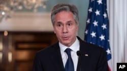 Secretary of State Antony Blinken, seen in this Aug. 10, 2023, photo, says the aid includes air defense munitions, artillery rounds, anti-armor capabilities, and additional mine-clearing equipment.