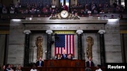 US President Joe Biden delivers his third State of the Union address in the House Chamber of the US Capitol in Washington, March 7, 2024. 
