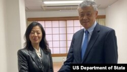 정 박 미국 국무부 대북고위관리가 9일 일본 도쿄에서 류샤오밍 중국 한반도사무측별대표와 만났다. 사진 = 미국 국무부.