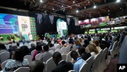 Delegates attend the closing session of the Africa Climate Summit at the Kenyatta International Convention Centre in Nairobi, Kenya, Sept. 6, 2023.