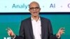 CEO Microsoft Satya Nadella menyampaikan pidato pada acara Microsoft Build AI Day di Jakarta, 30 April 2024. (Adek BERRY / AFP)